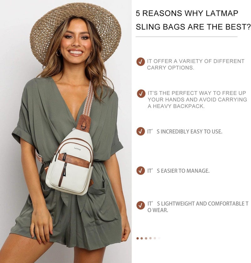 LATMAP 7L Sling Bag For Women Men Backpack Fanny Pack Crossbody Chest Travel Shoulder Belt Bags Purse Handbag PU Leather - Image 3
